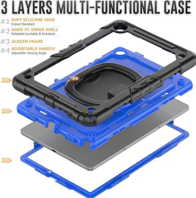 Alt view image 5 of 7 - BONAEVER Case for Samsung Galaxy Tab A9 Plus 11 inch 2023 SM-X210/X216/X218 Shockproof Protective Cover with Screen Protector Rotating Stand and /Shoulder Strap Pen Holder Stylus Pen Blue