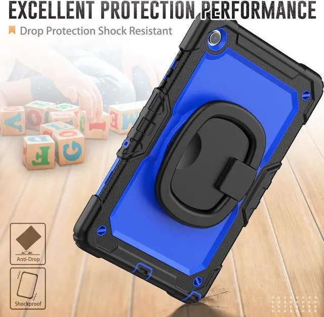 Alt view image 3 of 7 - BONAEVER Case for Samsung Galaxy Tab A9 Plus 11 inch 2023 SM-X210/X216/X218 Shockproof Protective Cover with Screen Protector Rotating Stand and /Shoulder Strap Pen Holder Stylus Pen Blue