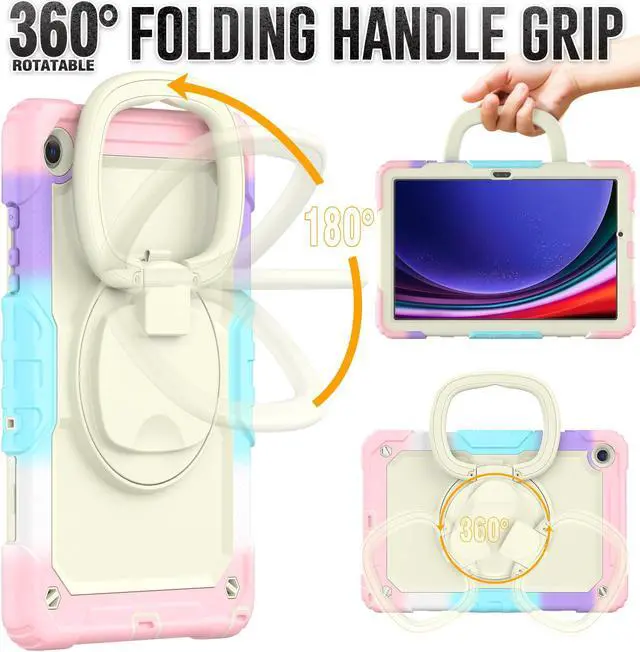 Alt view image 2 of 7 - BONAEVER Case for Samsung Galaxy Tab A9 Plus 11 inch 2023 SM-X210/X216/X218 Shockproof Protective Cover with Screen Protector Rotating Stand and /Shoulder Strap Pen Holder Stylus Pen Pink