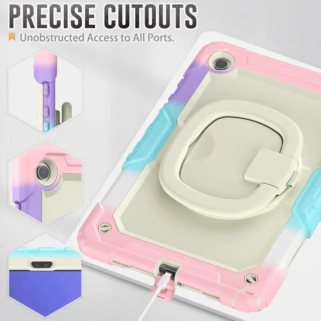 Alt view image 6 of 7 - BONAEVER Case for Samsung Galaxy Tab A9 Plus 11 inch 2023 SM-X210/X216/X218 Shockproof Protective Cover with Screen Protector Rotating Stand and /Shoulder Strap Pen Holder Stylus Pen Pink