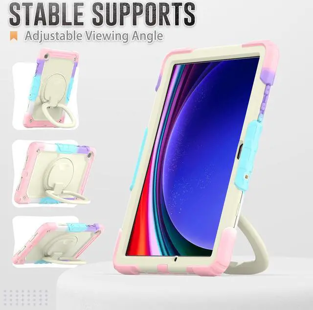 Alt view image 4 of 7 - BONAEVER Case for Samsung Galaxy Tab A9 Plus 11 inch 2023 SM-X210/X216/X218 Shockproof Protective Cover with Screen Protector Rotating Stand and /Shoulder Strap Pen Holder Stylus Pen Pink