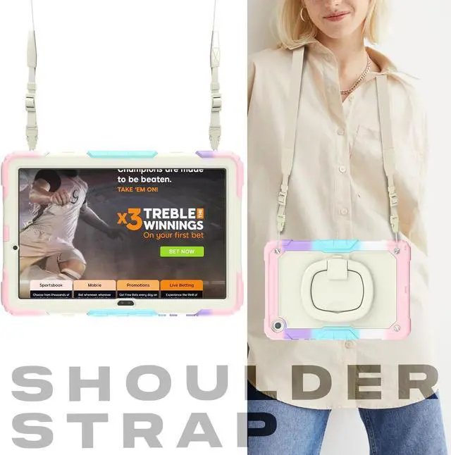 Alt view image 7 of 7 - BONAEVER Case for Samsung Galaxy Tab A9 Plus 11 inch 2023 SM-X210/X216/X218 Shockproof Protective Cover with Screen Protector Rotating Stand and /Shoulder Strap Pen Holder Stylus Pen Pink