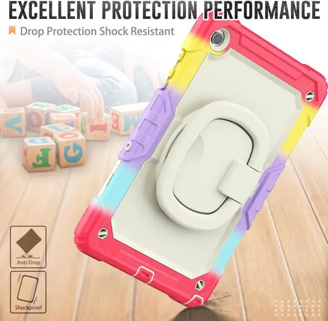 Alt view image 3 of 7 - BONAEVER Case for Samsung Galaxy Tab A9 Plus 11 inch 2023 SM-X210/X216/X218 Shockproof Protective Cover with Screen Protector Rotating Stand and /Shoulder Strap Pen Holder Stylus Pen Rainbow Red