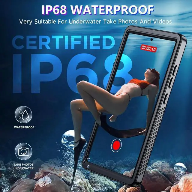 Alt view image 3 of 7 - BONAEVER for Samsung Galaxy S24 Ultra Case Waterproof, [Built-in Camera & Screen Protector][Military Grade Shockproof][IP68 Underwater][Dustproof][Dropproof] Full Body Phone Case for S24 Ultra 6.8"