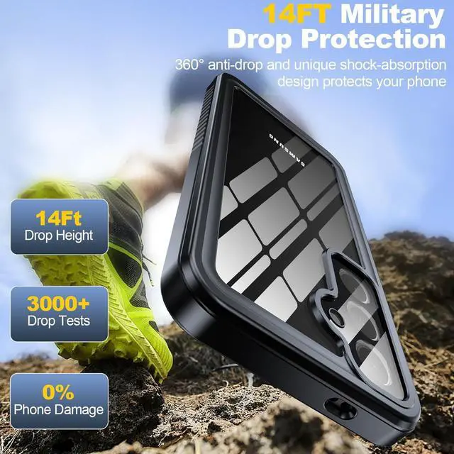 Alt view image 3 of 7 - BONAEVER for Samsung Galaxy S24 Plus Case Waterproof, Built-in Lens & Screen Protector 360° Full Body Heavy Duty Protective Shockproof IP68 Underwater Cover