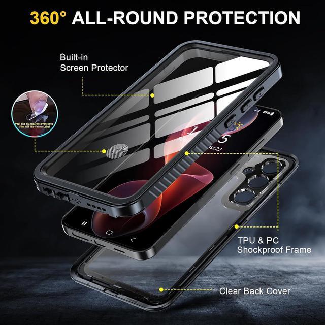 Alt view image 5 of 7 - BONAEVER for Samsung Galaxy S24 Case Waterproof, Built-in Lens & Screen Protector 360° Full Body Heavy Duty Protective Shockproof IP68 Underwater Case for Galaxy S24 5G 2024 - Black