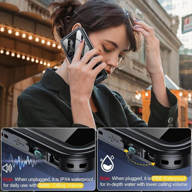 Alt view image 7 of 7 - BONAEVER for Samsung Galaxy S24 Case Waterproof, Built-in Lens & Screen Protector 360° Full Body Heavy Duty Protective Shockproof IP68 Underwater Case for Galaxy S24 5G 2024 - Black