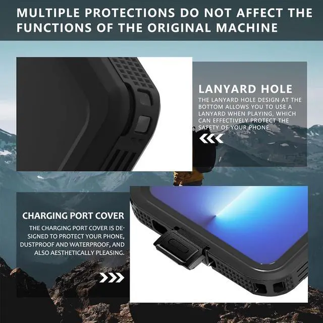 Alt view image 5 of 7 - BONAEVER for Samsung Galaxy S24 Case [Waterproof] [Shockproof] [Military Dropproof][Dustproof] [Built-in Screen Protector] [Compatible with Magsafe] Heavy Duty Protection Phone Case Black