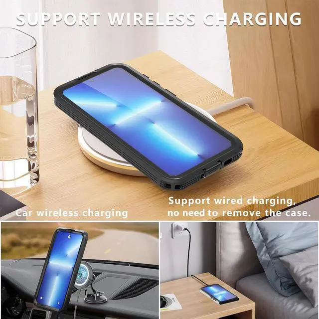 Alt view image 3 of 7 - BONAEVER for Samsung Galaxy S24 Case [Waterproof] [Shockproof] [Military Dropproof][Dustproof] [Built-in Screen Protector] [Compatible with Magsafe] Heavy Duty Protection Phone Case Black