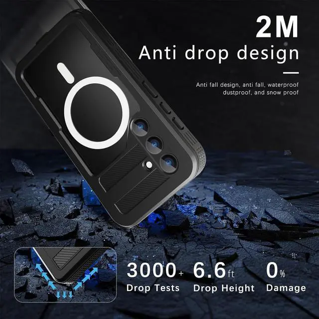 Alt view image 4 of 7 - BONAEVER for Samsung Galaxy S24 Case [Waterproof] [Shockproof] [Military Dropproof][Dustproof] [Built-in Screen Protector] [Compatible with Magsafe] Heavy Duty Protection Phone Case Black