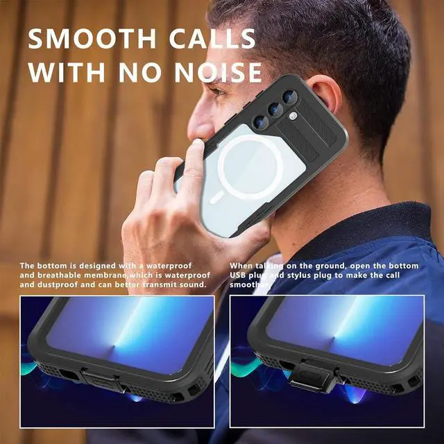 Alt view image 7 of 7 - BONAEVER for Samsung Galaxy S24 Case [Waterproof] [Shockproof] [Military Dropproof][Dustproof] [Built-in Screen Protector] [Compatible with Magsafe] Heavy Duty Protection Phone Case Black
