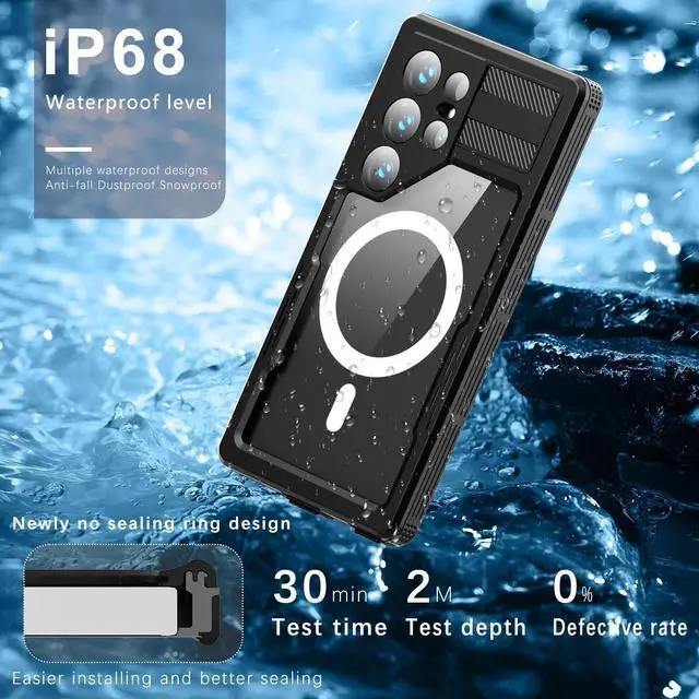Alt view image 2 of 7 - BONAEVER for Samsung Galaxy S24 Ultra 5G Case Waterproof [Shockproof] [Military Dropproof][Dustproof] [Built-in Screen Protector] [Compatible with Magsafe] Heavy Duty Protection Phone Cover Black