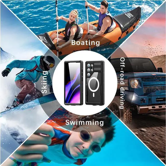 Alt view image 6 of 7 - BONAEVER for Samsung Galaxy S24 Ultra 5G Case Waterproof [Shockproof] [Military Dropproof][Dustproof] [Built-in Screen Protector] [Compatible with Magsafe] Heavy Duty Protection Phone Cover Black
