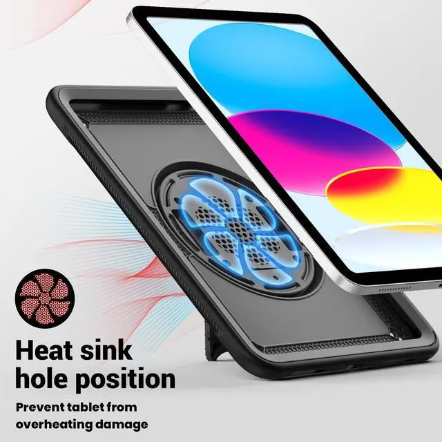 Alt view image 3 of 7 - BONAEVER Case for iPad 10th Generation 10.9 inch 2022 with Screen Protector, Foldable Stand, Pencil Holder, Heavy Duty Shockproof Rugged Protective Cover Blue