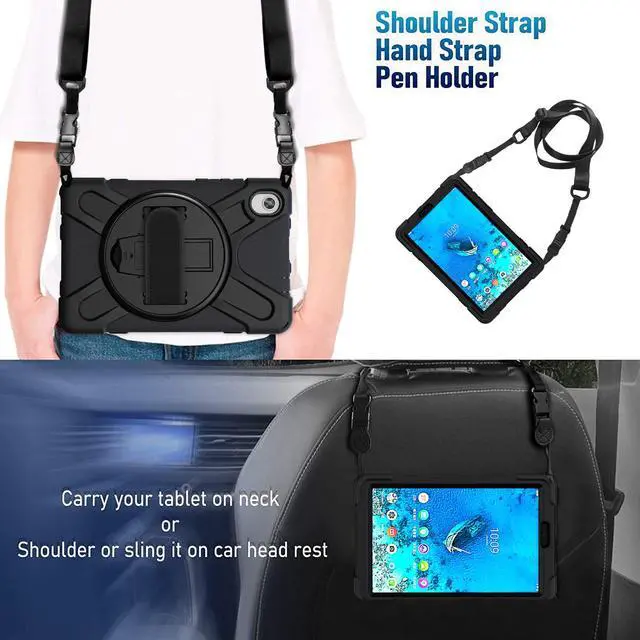 Alt view image 5 of 7 - BONAEVER For Lenovo Tab M8 HD 8.0 Inch 2020 Mdoel TB-8705F / TB-8705N Shockproof Protective Cover with Hand & Shoulder Strap Stand and Pencil Holder