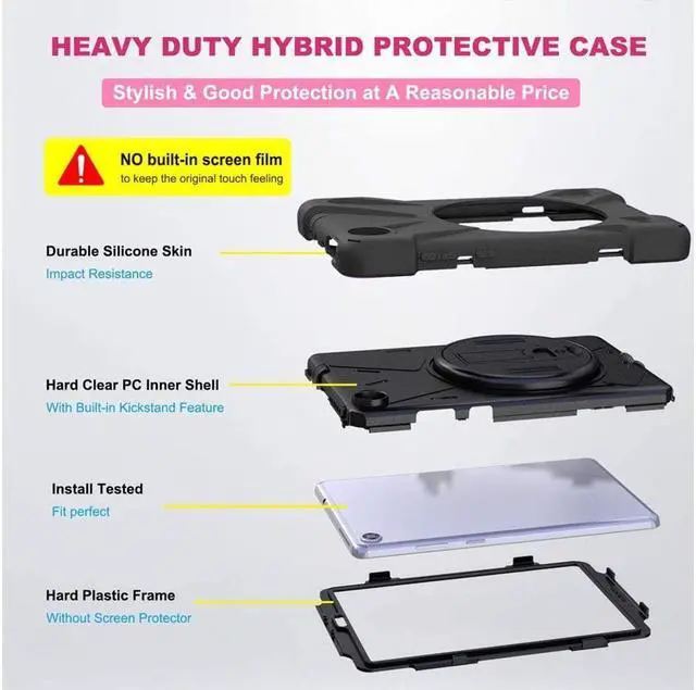 Alt view image 6 of 7 - BONAEVER For Lenovo Tab M8 HD 8.0 Inch 2020 Mdoel TB-8705F / TB-8705N Shockproof Protective Cover with Hand & Shoulder Strap Stand and Pencil Holder