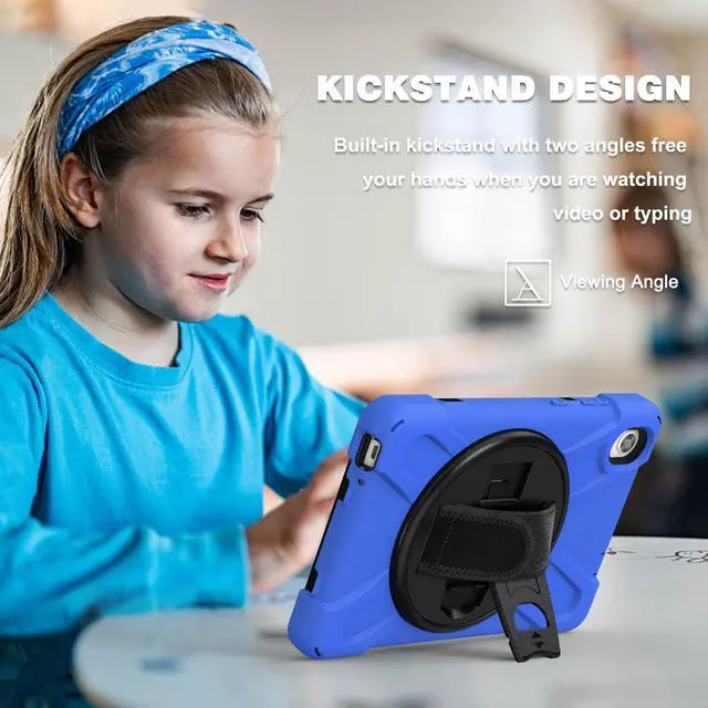 Alt view image 2 of 7 - BONAEVER For Lenovo Tab M8 HD 8.0 Inch 2020 Mdoel TB-8705F / TB-8705N Shockproof Protective Cover with Hand & Shoulder Strap Stand and Pencil Holder Blue