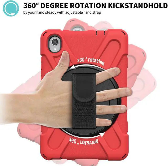Alt view image 5 of 7 - BONAEVER For Lenovo Tab M8 HD 8.0 Inch 2020 Mdoel TB-8705F / TB-8705N Shockproof Protective Cover with Hand & Shoulder Strap Stand and Pencil Holder Red