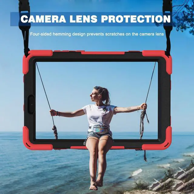 Alt view image 7 of 7 - BONAEVER For Lenovo Tab M8 HD 8.0 Inch 2020 Mdoel TB-8705F / TB-8705N Shockproof Protective Cover with Hand & Shoulder Strap Stand and Pencil Holder Red