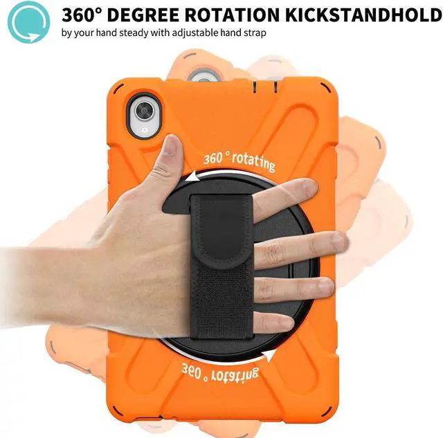 Alt view image 5 of 7 - BONAEVER For Lenovo Tab M8 HD 8.0 Inch 2020 Mdoel TB-8705F / TB-8705N Shockproof Protective Cover with Hand & Shoulder Strap Stand and Pencil Holder Orange