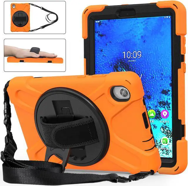 Main image of BONAEVER For Lenovo Tab M8 HD 8.0 Inch 2020 Mdoel TB-8705F / TB-8705N Shockproof Protective Cover with Hand & Shoulder Strap Stand and Pencil Holder Orange