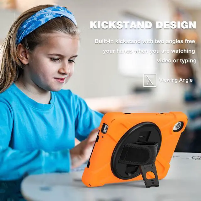 Alt view image 2 of 7 - BONAEVER For Lenovo Tab M8 HD 8.0 Inch 2020 Mdoel TB-8705F / TB-8705N Shockproof Protective Cover with Hand & Shoulder Strap Stand and Pencil Holder Orange