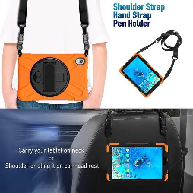 Alt view image 6 of 7 - BONAEVER For Lenovo Tab M8 HD 8.0 Inch 2020 Mdoel TB-8705F / TB-8705N Shockproof Protective Cover with Hand & Shoulder Strap Stand and Pencil Holder Orange
