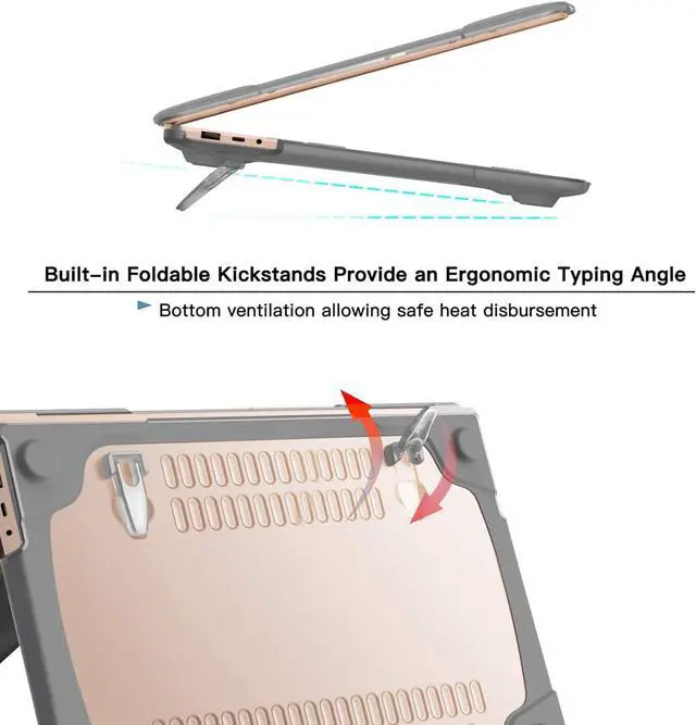 Alt view image 5 of 7 - BONAEVER Case Compatible with Microsoft Surface Laptop Go 3/2/1 12.4 inch 2023 2022 2020 Release (models: 2013 & 1943), Protective Plastic Hard Shell Case Cover with Fold Kickstand, Keyboard Cover