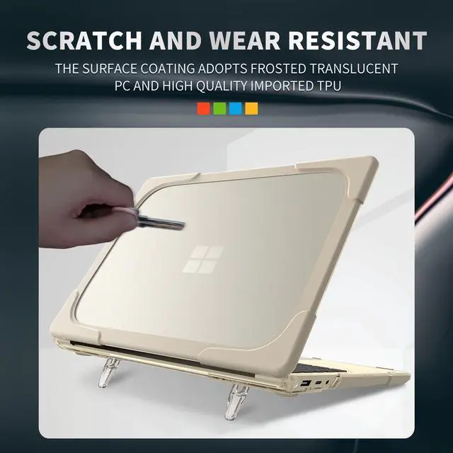 Alt view image 2 of 7 - BONAEVER Case Compatible with Microsoft Surface Laptop Go 3/2/1 12.4 inch 2023 2022 2020 Release (models: 2013 & 1943), Protective Plastic Hard Shell Case Cover with Fold Kickstand, Keyboard Cover