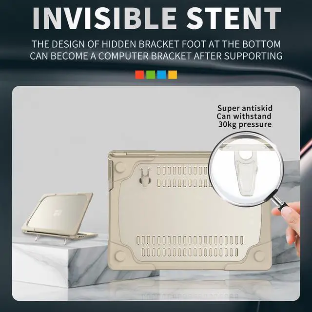 Alt view image 6 of 7 - BONAEVER Case Compatible with Microsoft Surface Laptop Go 3/2/1 12.4 inch 2023 2022 2020 Release (models: 2013 & 1943), Protective Plastic Hard Shell Case Cover with Fold Kickstand, Keyboard Cover