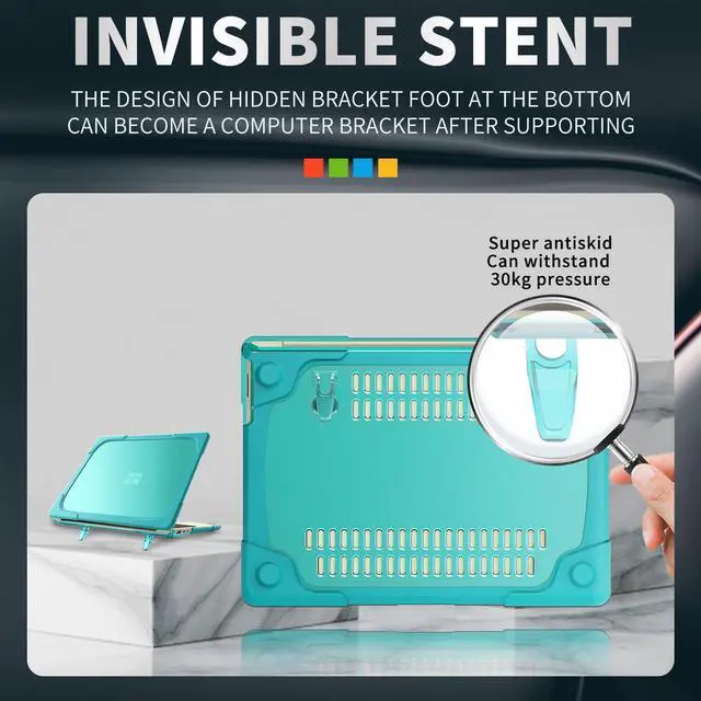 Alt view image 5 of 7 - BONAEVER Case Compatible with Microsoft Surface Laptop Go 3/2/1 12.4 inch 2023 2022 2020 Release (models: 2013 & 1943), Protective Plastic Hard Shell Case Cover with Fold Kickstand, Keyboard Cover
