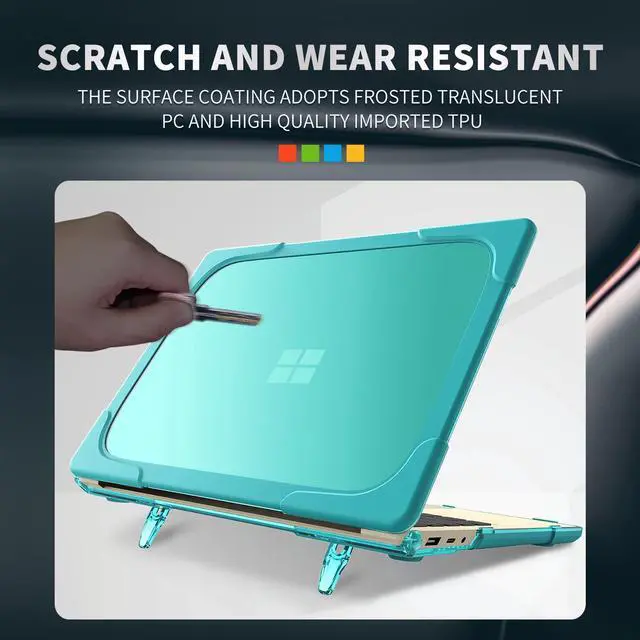 Alt view image 6 of 7 - BONAEVER Case Compatible with Microsoft Surface Laptop Go 3/2/1 12.4 inch 2023 2022 2020 Release (models: 2013 & 1943), Protective Plastic Hard Shell Case Cover with Fold Kickstand, Keyboard Cover