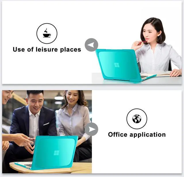 Alt view image 6 of 7 - BONAEVER Case for Microsoft Surface Laptop 5/4/3 13.5 inch with Metal Palm Rest, Model 1868/1951, Matte Protective Case Hard Laptop Cover with Transparent Keyboard Skin Blue