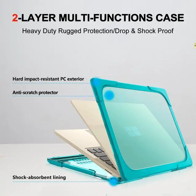 Alt view image 4 of 7 - BONAEVER Case for Microsoft Surface Laptop 5/4/3 13.5 inch with Metal Palm Rest, Model 1868/1951, Matte Protective Case Hard Laptop Cover with Transparent Keyboard Skin Blue