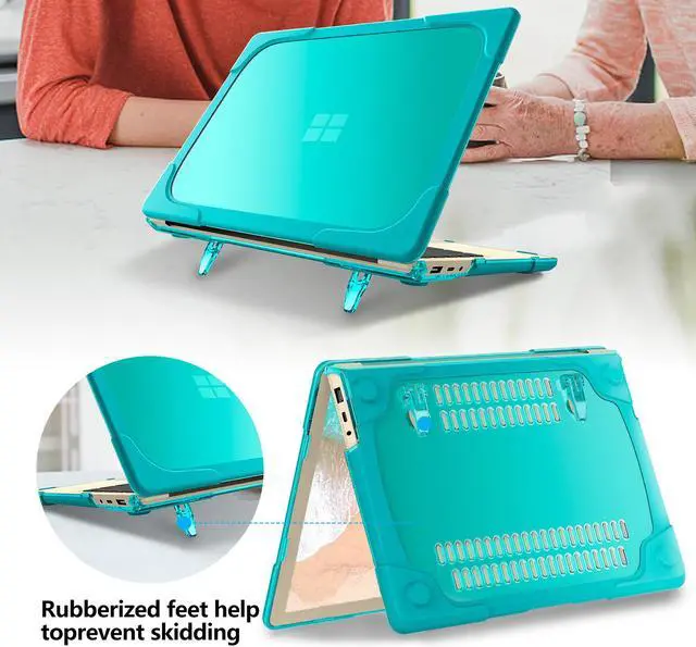 Alt view image 5 of 7 - BONAEVER Case for Microsoft Surface Laptop 5/4/3 13.5 inch with Metal Palm Rest, Model 1868/1951, Matte Protective Case Hard Laptop Cover with Transparent Keyboard Skin Blue