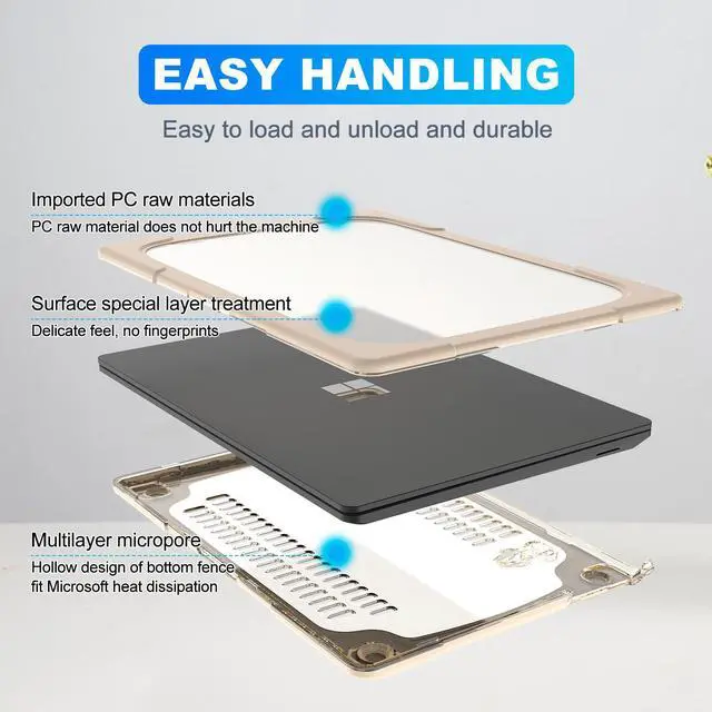 Alt view image 6 of 7 - BONAEVER Case for 13.5 inch Microsoft Surface Laptop 5/4/3 with Alcantara Palm Rest, Model 1769/1867/1958/1950, Matte Protective Case Hard Laptop Cover with Transparent Keyboard Skin Khaki