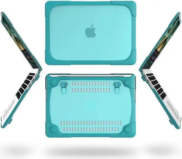 Alt view image 4 of 7 - BONAEVER Rubberized Protective Case with Foldable Stand & Keyboard Cover for Apple Macbook Pro 16 inch 2021 2020 2019 Model A2141 with Touch Bar and Touch ID Blue