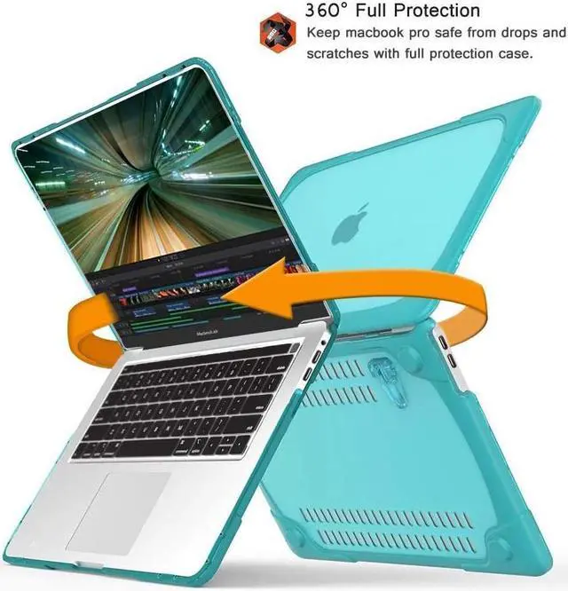 Alt view image 2 of 7 - BONAEVER Rubberized Protective Case with Foldable Stand & Keyboard Cover for Apple Macbook Pro 16 inch 2021 2020 2019 Model A2141 with Touch Bar and Touch ID Blue
