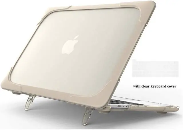 Main image of BONAEVER Rubberized Protective Case with Foldable Stand & Keyboard Cover for Apple Macbook Pro 16 inch 2021 2020 2019 Model A2141 with Touch Bar and Touch ID Khaki