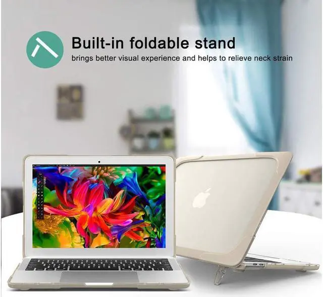 Alt view image 3 of 7 - BONAEVER Rubberized Protective Case with Foldable Stand & Keyboard Cover for Apple Macbook Pro 16 inch 2021 2020 2019 Model A2141 with Touch Bar and Touch ID Khaki