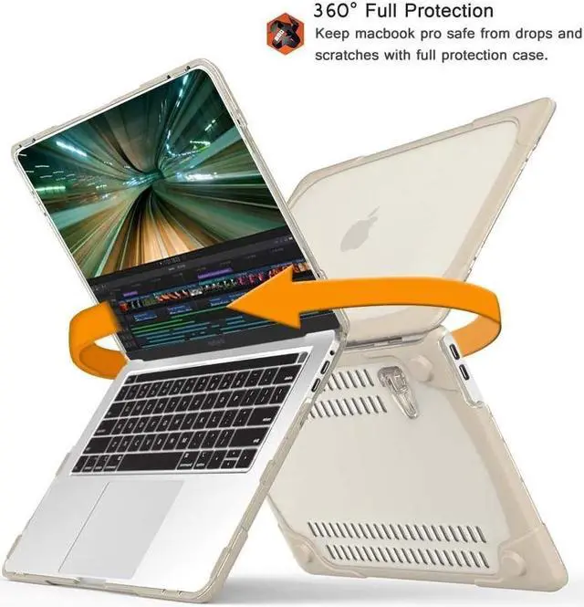 Alt view image 4 of 7 - BONAEVER Rubberized Protective Case with Foldable Stand & Keyboard Cover for Apple Macbook Pro 16 inch 2021 2020 2019 Model A2141 with Touch Bar and Touch ID Khaki