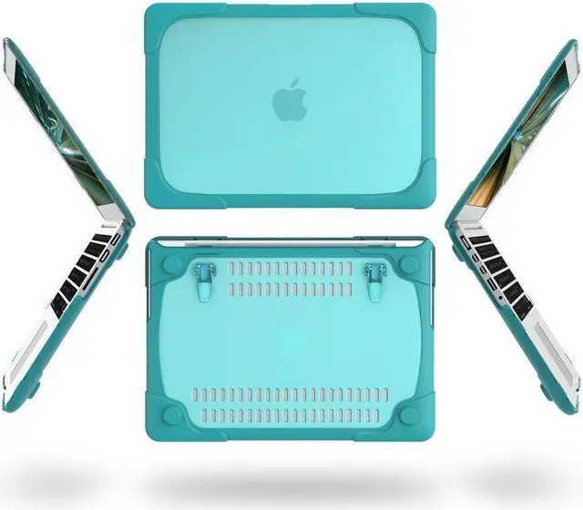 Alt view image 6 of 7 - BONAEVER For MacBook Pro 13 Inch Retina Case (Version 2015/2014/2013) [Heavy Duty][Snap on][Dual Layer] Hard Cover with Foldable Stand & Keyboard Cover for Mac Pro Retina 13.3 Model A1502 A1425 Blue