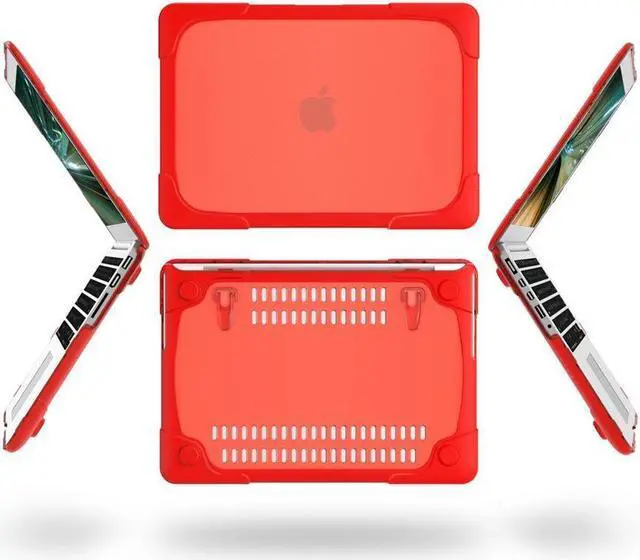 Alt view image 4 of 7 - BONAEVER For MacBook Pro 13 Inch Retina Case (Version 2015/2014/2013) [Heavy Duty][Snap on][Dual Layer] Hard Cover with Foldable Stand & Keyboard Cover for Mac Pro Retina 13.3 Model A1502 A1425 Red