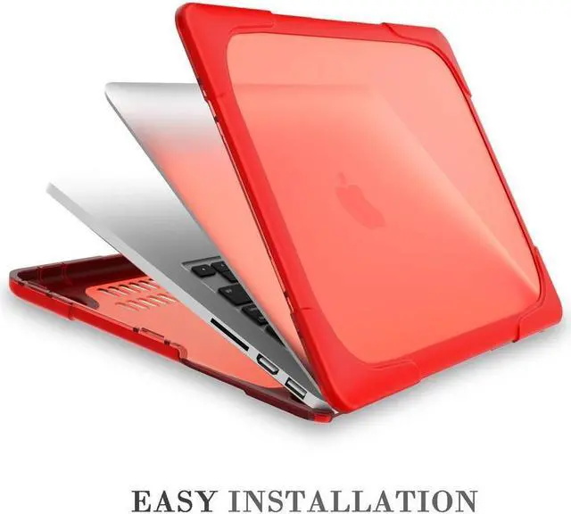 Alt view image 5 of 7 - BONAEVER For MacBook Pro 13 Inch Retina Case (Version 2015/2014/2013) [Heavy Duty][Snap on][Dual Layer] Hard Cover with Foldable Stand & Keyboard Cover for Mac Pro Retina 13.3 Model A1502 A1425 Red