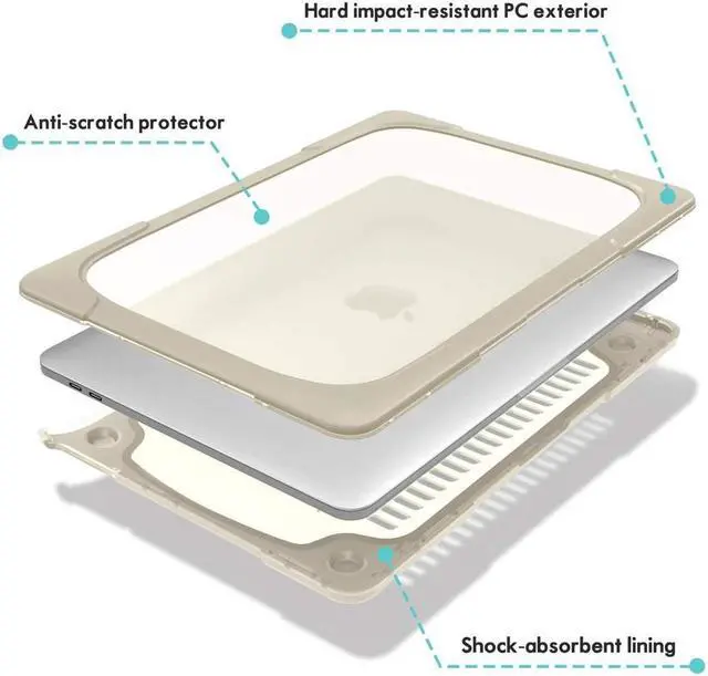 Alt view image 5 of 7 - BONAEVER Laptop Case for MacBook Air 13 2022 2021 2020 2019 2018 Release A2337 M1 A1932 A2179 with Touch ID, Hard Plastic Bumper Protective Cover Shell with Kickstand, Keyboad Cover Skin Khaki