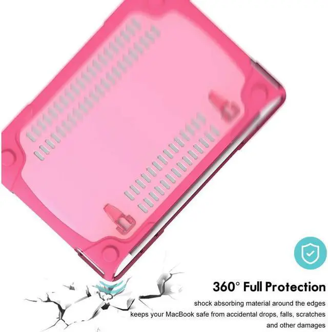Alt view image 3 of 7 - BONAEVER Laptop Case for MacBook Air 13 2022 2021 2020 2019 2018 Release A2337 M1 A1932 A2179 with Touch ID, Hard Plastic Bumper Protective Cover Shell with Kickstand, Keyboad Cover Skin Rose Red