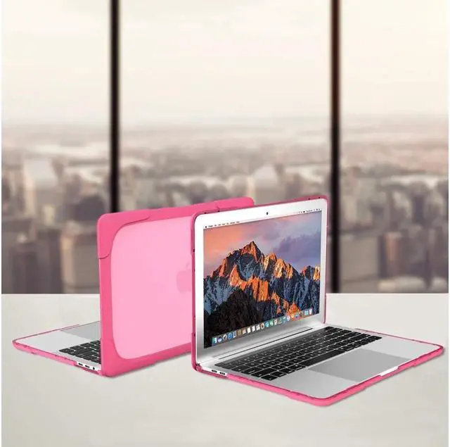 Alt view image 7 of 7 - BONAEVER Laptop Case for MacBook Air 13 2022 2021 2020 2019 2018 Release A2337 M1 A1932 A2179 with Touch ID, Hard Plastic Bumper Protective Cover Shell with Kickstand, Keyboad Cover Skin Rose Red