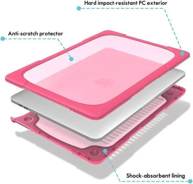 Alt view image 6 of 7 - BONAEVER Laptop Case for MacBook Air 13 2022 2021 2020 2019 2018 Release A2337 M1 A1932 A2179 with Touch ID, Hard Plastic Bumper Protective Cover Shell with Kickstand, Keyboad Cover Skin Rose Red