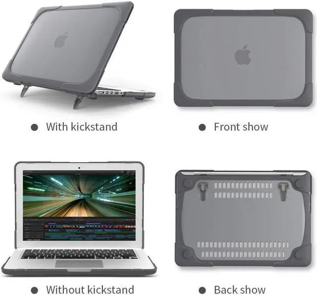 Alt view image 6 of 7 - BONAEVER Laptop Case for MacBook Air 13 inch Case A1466 A1369 (2010-2017 Release), Hard Plastic Bumper Protective Cover Shell with Kickstand, Keyboad Cover Skin