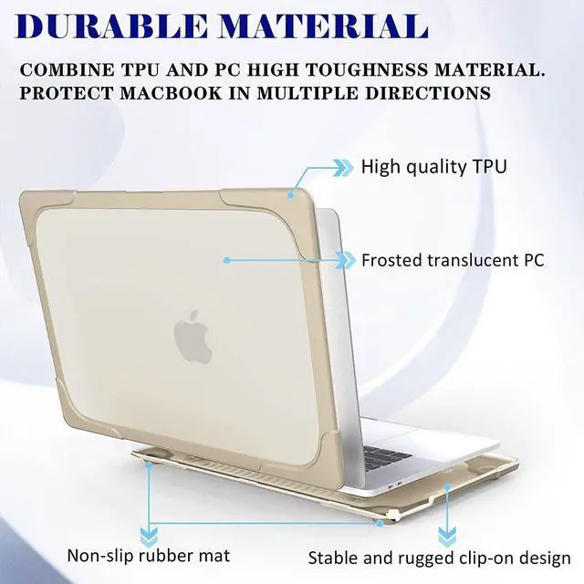Alt view image 3 of 7 - BONAEVER Laptop Case for MacBook Air 13 inch Case A1466 A1369 (2010-2017 Release), Hard Plastic Bumper Protective Cover Shell with Kickstand, Keyboad Cover Skin Khaki